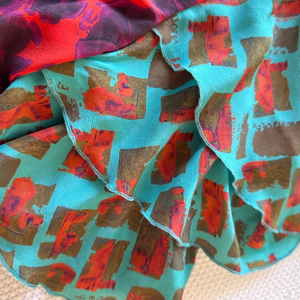 THU THU 100% Silk Colorful Mini Dress - Picture 13 of 16